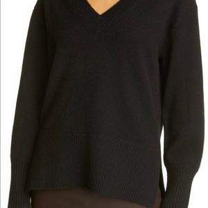 Vince Ribbed V-neck Cashmere Tunic Sweater